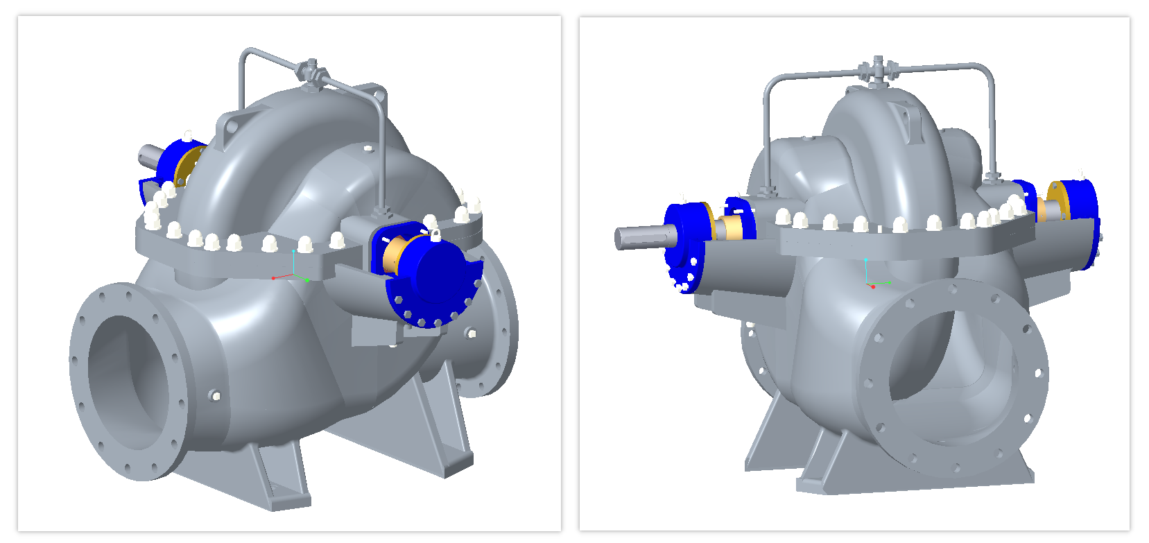 泵三维模型23:单级双吸离心泵泵体及泵盖